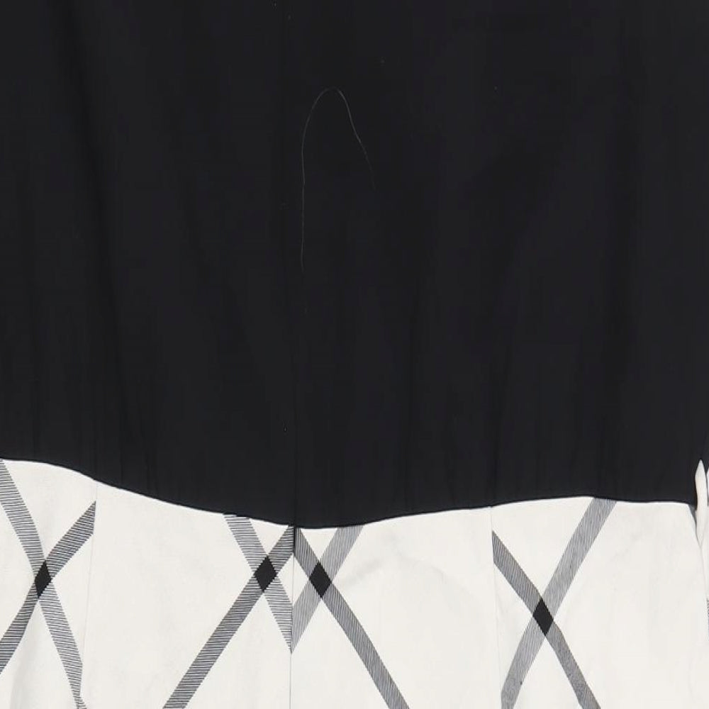 NEXT Womens Black Geometric Polyester A-Line Size 18 Round Neck Zip