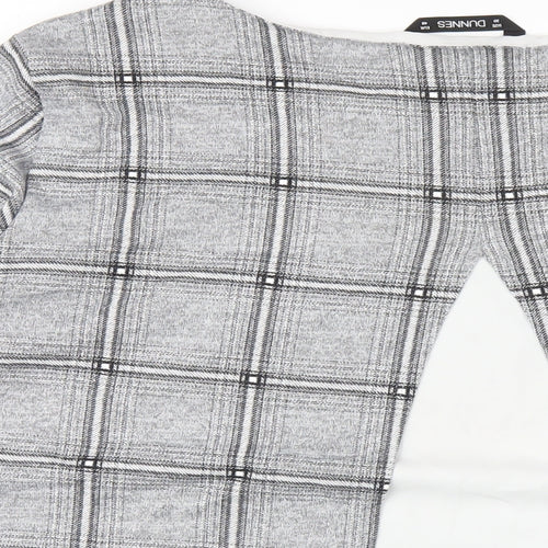 Dunnes Stores Womens Grey Plaid Polyester Basic T-Shirt Size 20 Round Neck