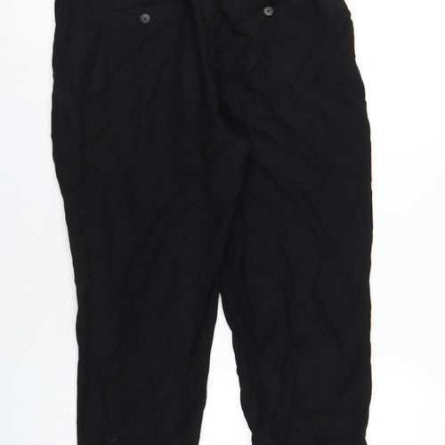 H&M Womens Black Viscose Trousers Size 16 L26 in Regular Zip