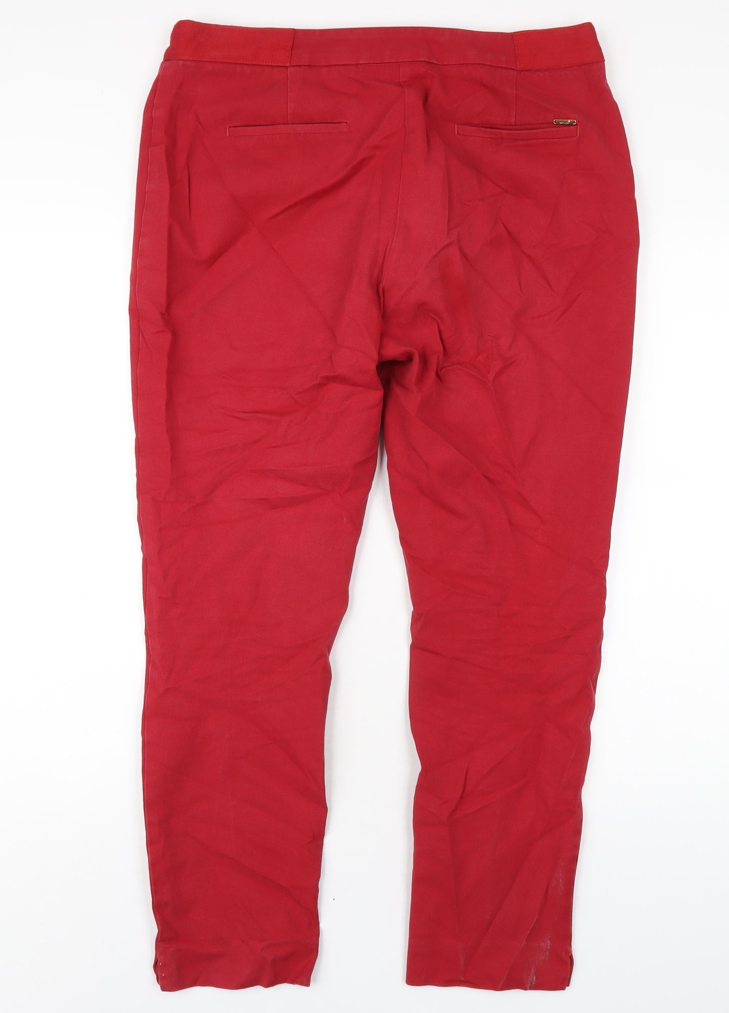 Per Una Womens Red Cotton Skinny Jeans Size 14 L28 in Regular Zip