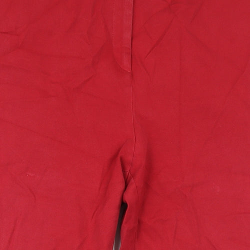 Per Una Womens Red Cotton Skinny Jeans Size 14 L28 in Regular Zip