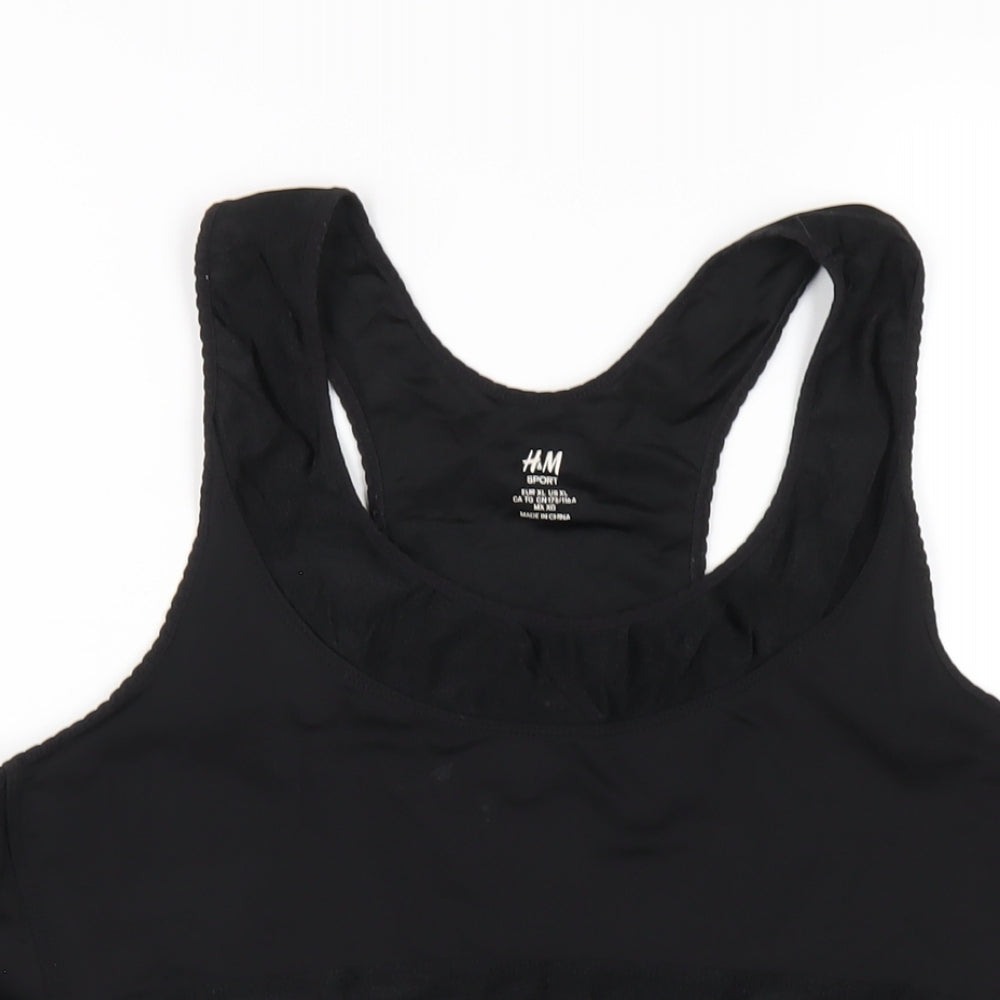 H&M Womens Black Polyester Basic Tank Size XL Scoop Neck Pullover