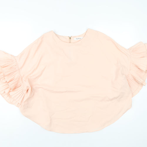 Papillon Womens Pink Polyester Basic T-Shirt Size M Round Neck
