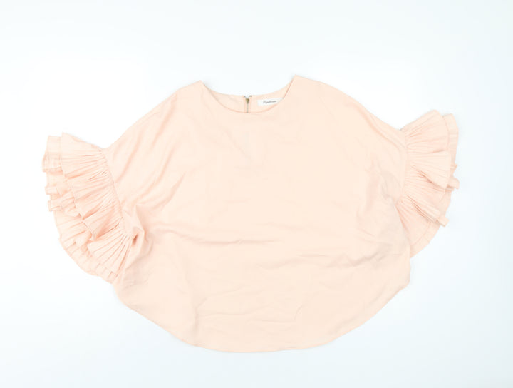 Papillon Womens Pink Polyester Basic T-Shirt Size M Round Neck