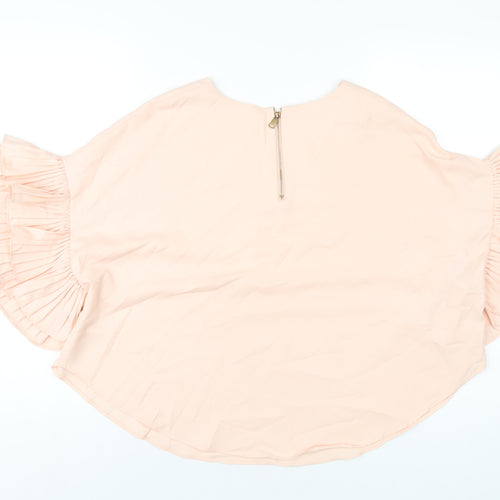 Papillon Womens Pink Polyester Basic T-Shirt Size M Round Neck