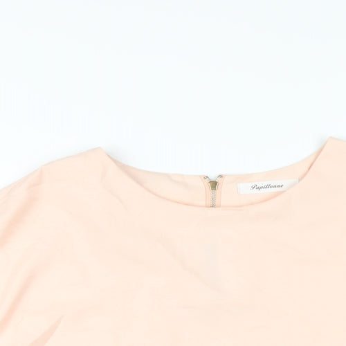 Papillon Womens Pink Polyester Basic T-Shirt Size M Round Neck