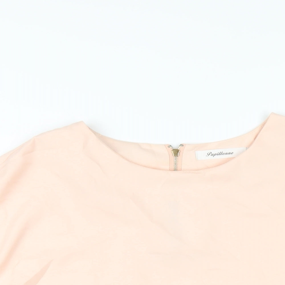 Papillon Womens Pink Polyester Basic T-Shirt Size M Round Neck
