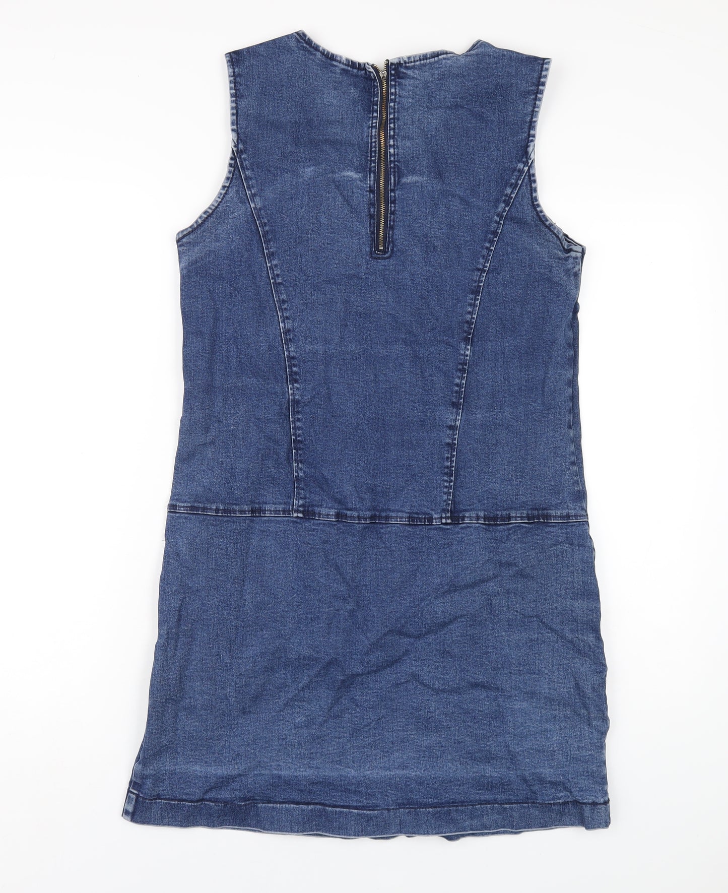Thought Womens Blue Cotton A-Line Size 12 Roll Neck Zip