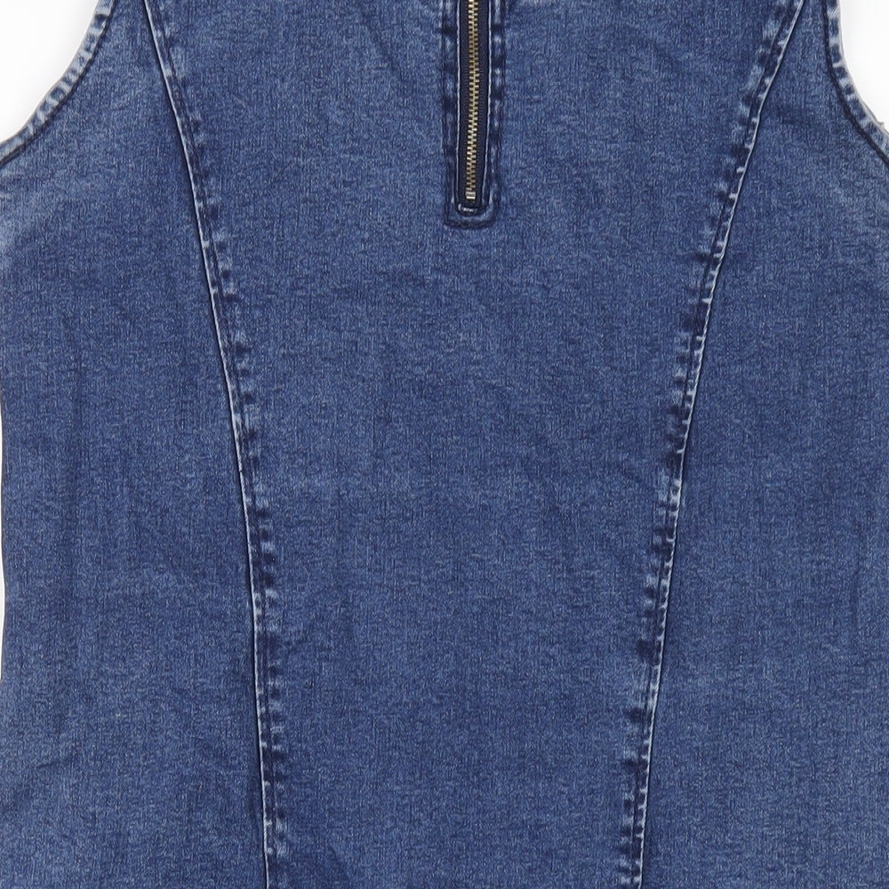 Thought Womens Blue Cotton A-Line Size 12 Roll Neck Zip