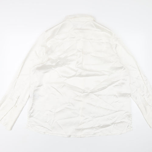 Marks and Spencer Womens White Polyester Basic Button-Up Size 16 Collared