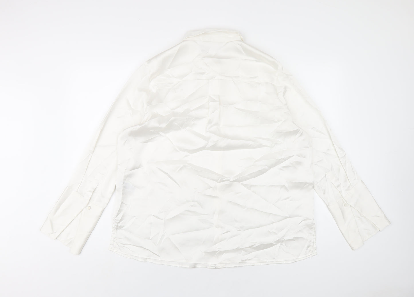 Marks and Spencer Womens White Polyester Basic Button-Up Size 16 Collared