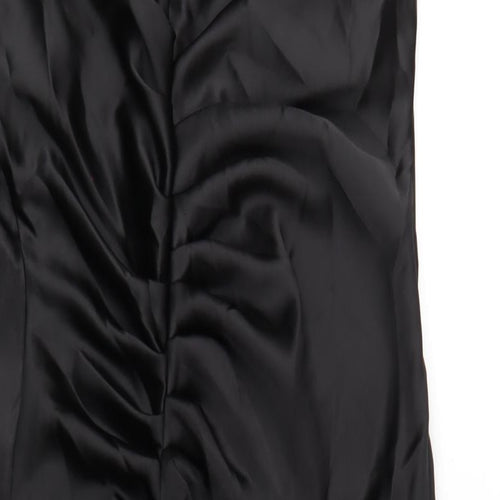 Zara Womens Black Polyester A-Line Size L V-Neck Zip