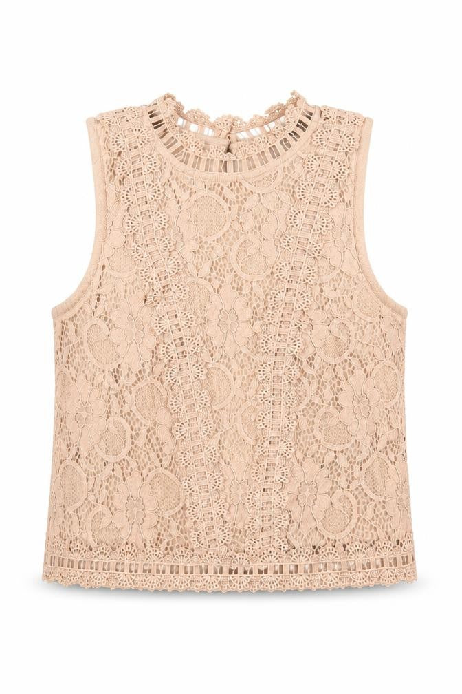Front view of New Look girls’ beige nylon basic t-shirt, size 11, years round neck button
