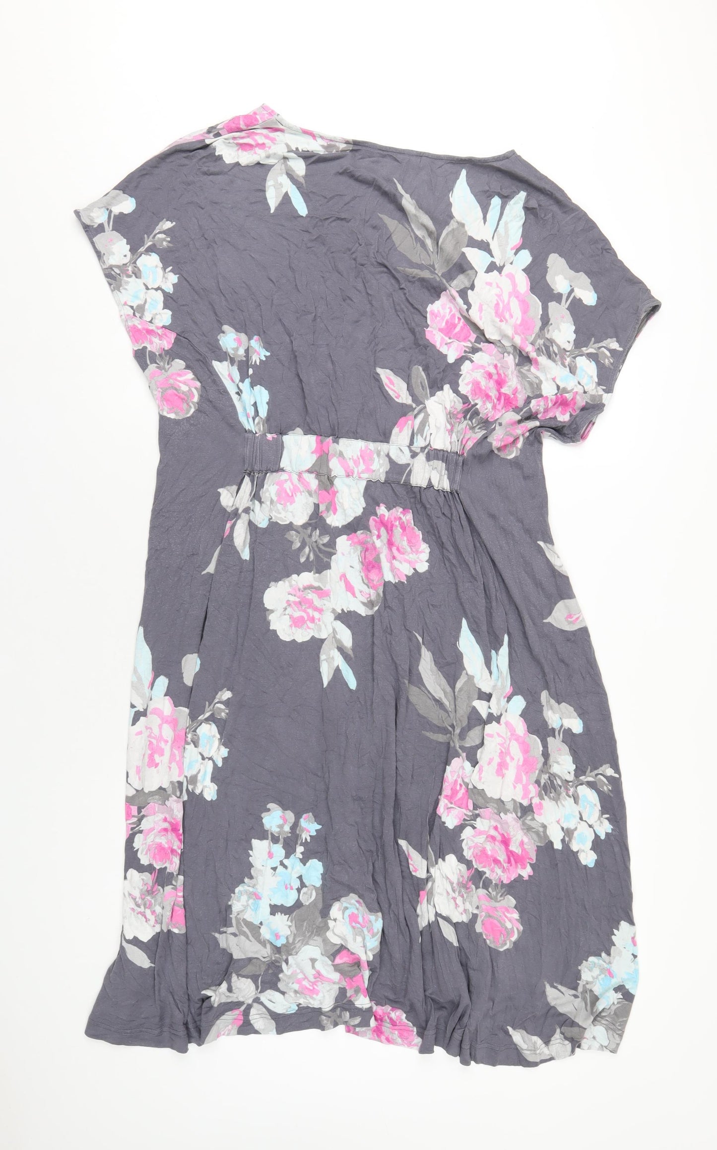 Joules Womens Grey Floral Viscose A-Line Size 20 V-Neck Pullover