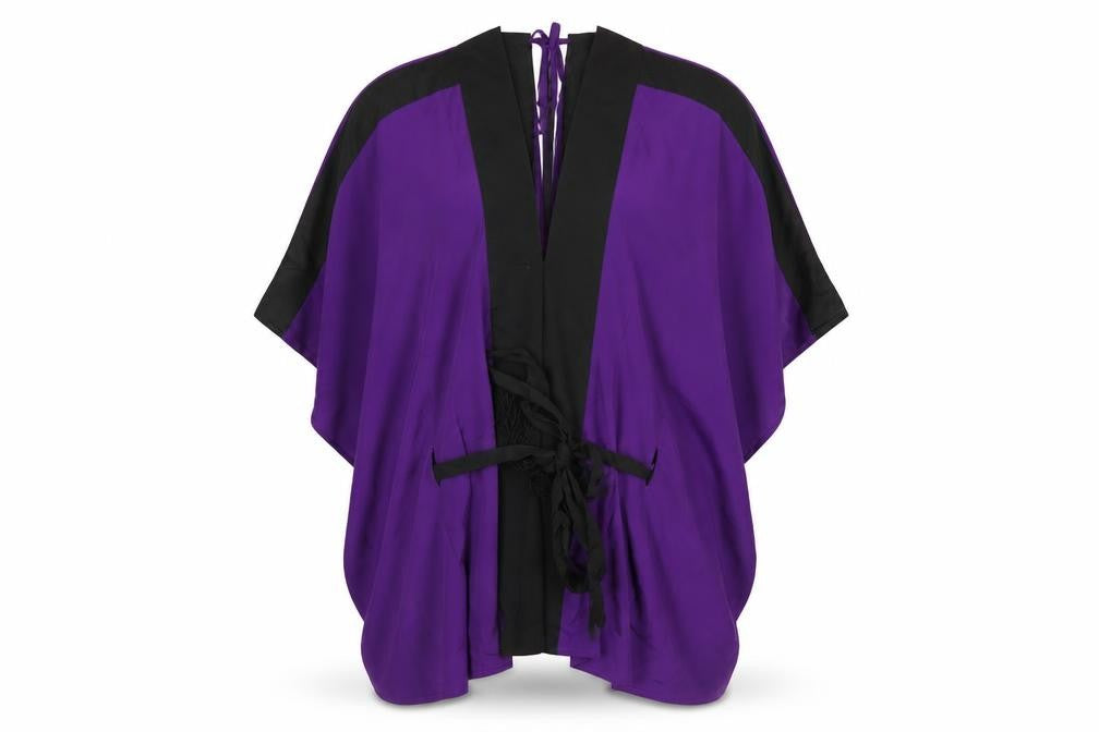 Front view of ASOS women’s purple polyester basic blouse, size UK 14, v-neck