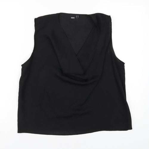ASOS Womens Black Polyester Basic Tank Size 12 Cowl Neck