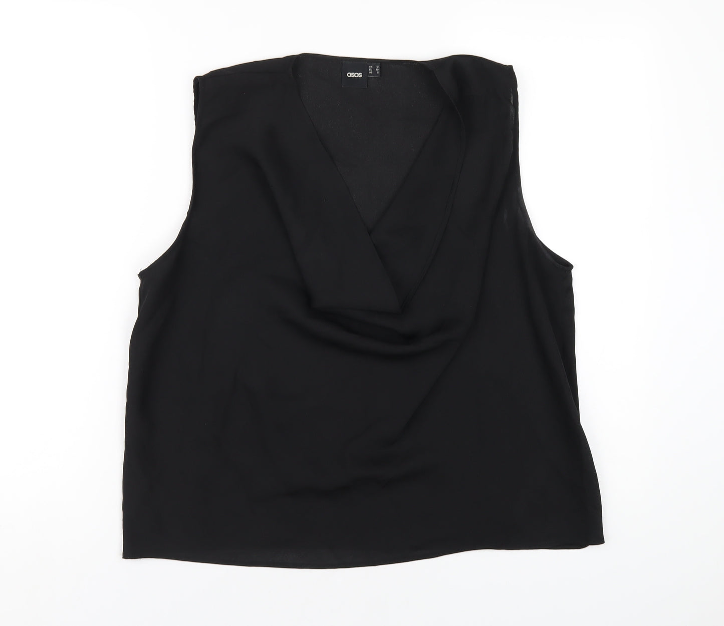 ASOS Womens Black Polyester Basic Tank Size 12 Cowl Neck