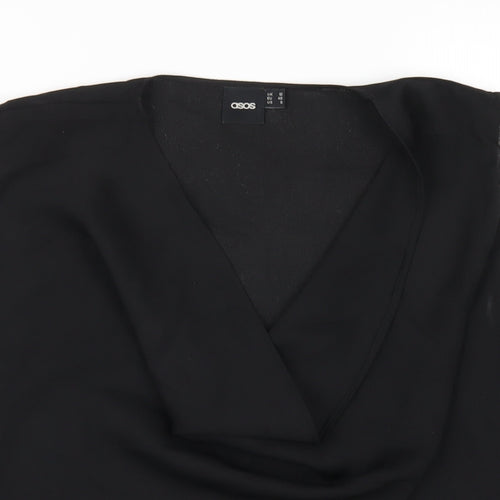 ASOS Womens Black Polyester Basic Tank Size 12 Cowl Neck