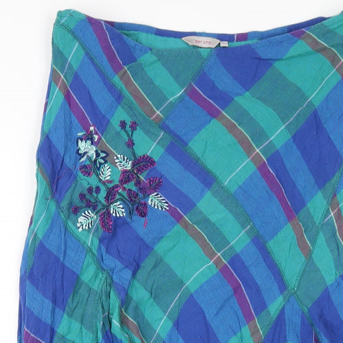 Per Una Womens Multicoloured Plaid Cotton A-Line Skirt Size 10 Zip