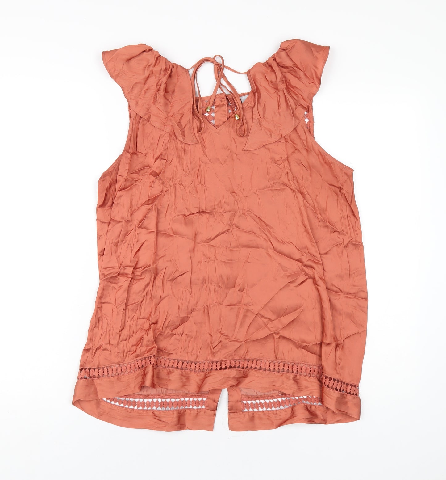 Per Una Womens Orange Polyester Basic T-Shirt Size 14 V-Neck