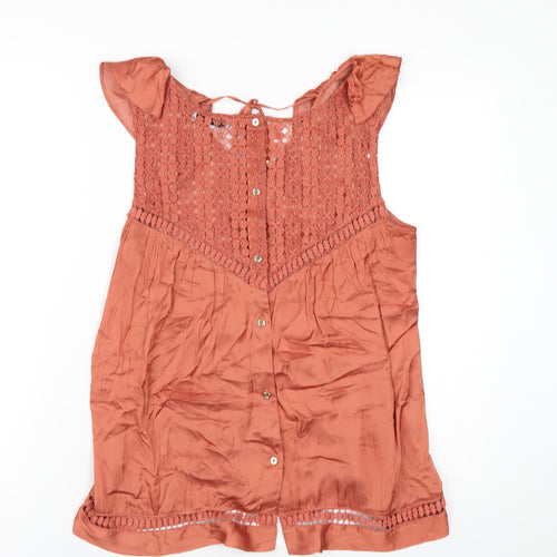Per Una Womens Orange Polyester Basic T-Shirt Size 14 V-Neck