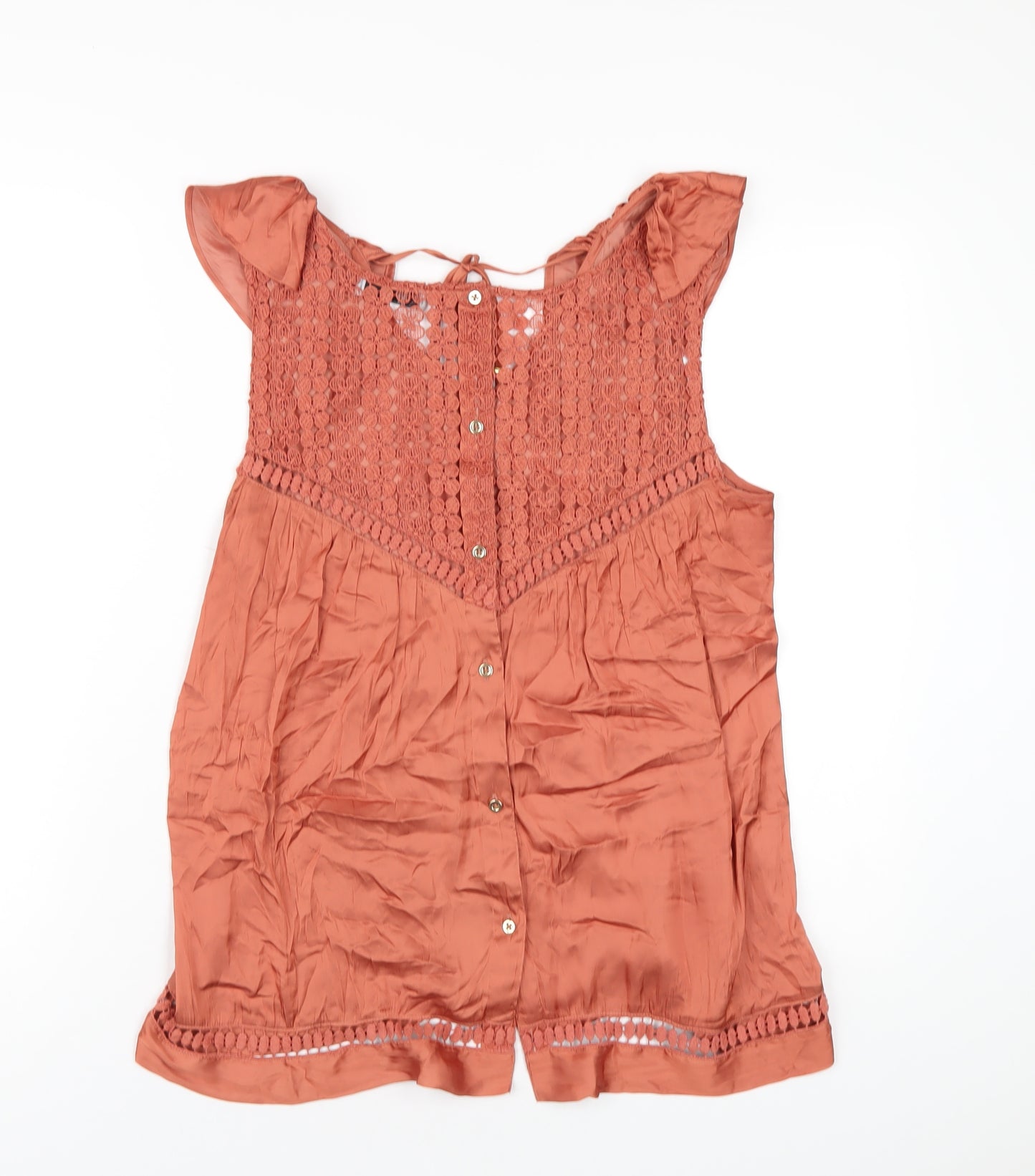 Per Una Womens Orange Polyester Basic T-Shirt Size 14 V-Neck