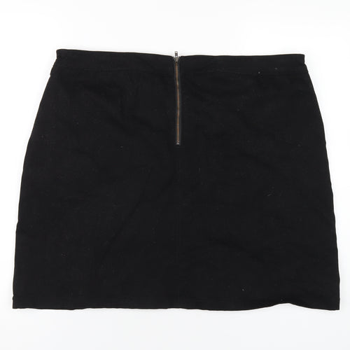 M&Co Womens Black Cotton A-Line Skirt Size 20 Zip