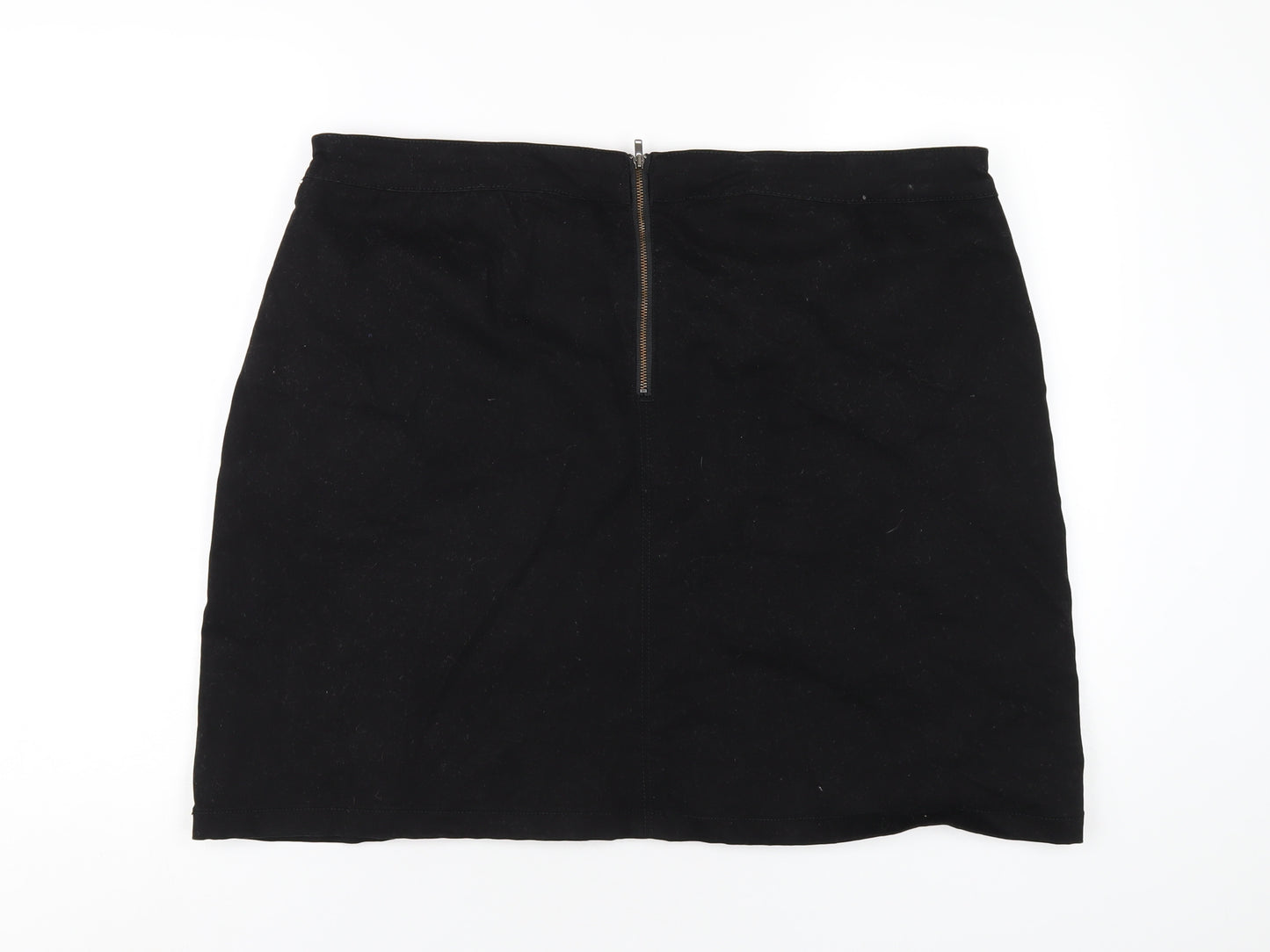 M&Co Womens Black Cotton A-Line Skirt Size 20 Zip