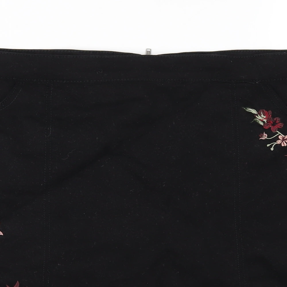 M&Co Womens Black Cotton A-Line Skirt Size 20 Zip