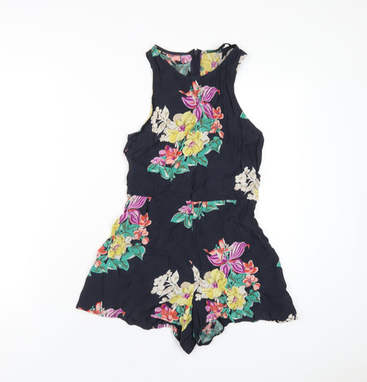 Topshop Womens Multicoloured Floral Viscose Playsuit One-Piece Size 8 Zip