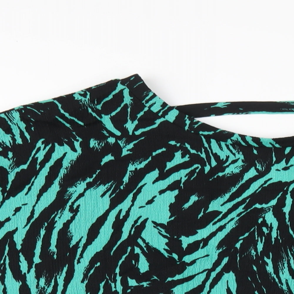 Wallis Womens Green Geometric Polyester Basic T-Shirt Size 18 Round Neck