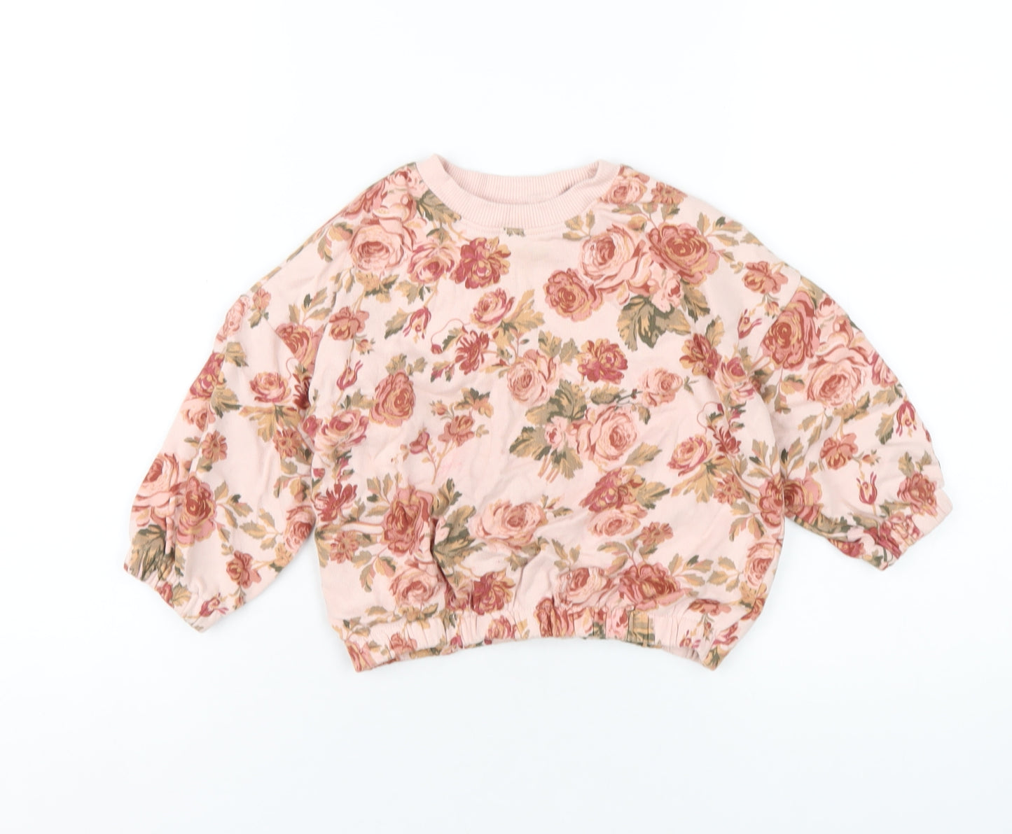 NEXT Girls Pink Floral Cotton Pullover Sweatshirt Size 3-4 Years Pullover