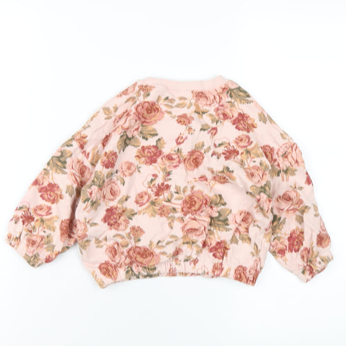 NEXT Girls Pink Floral Cotton Pullover Sweatshirt Size 3-4 Years Pullover