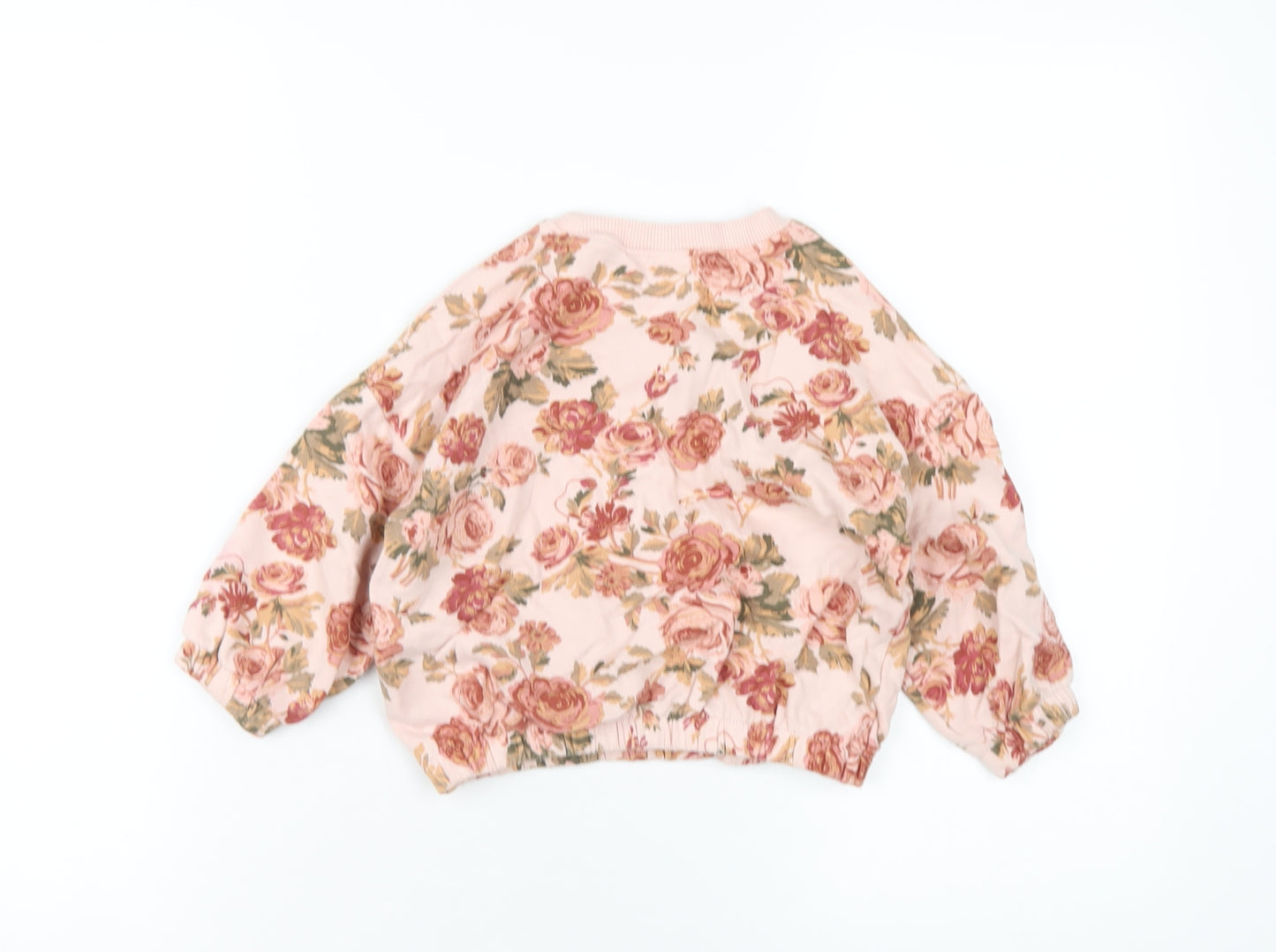 NEXT Girls Pink Floral Cotton Pullover Sweatshirt Size 3-4 Years Pullover