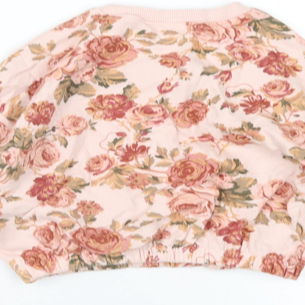 NEXT Girls Pink Floral Cotton Pullover Sweatshirt Size 3-4 Years Pullover