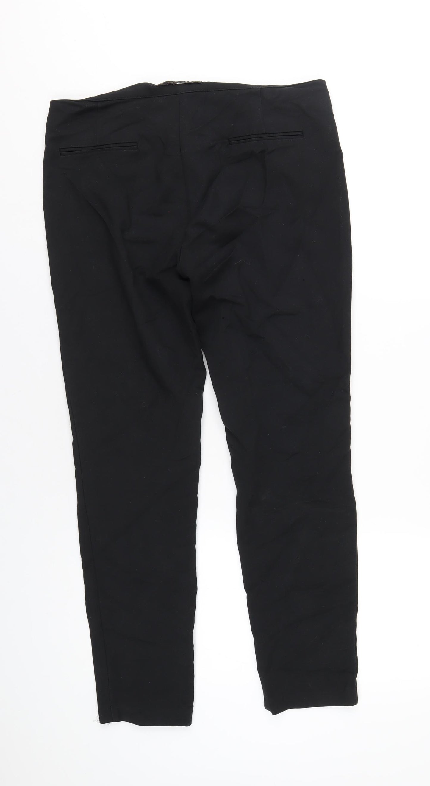 Zara Womens Black Cotton Jogger Trousers Size L L28 in Regular Zip