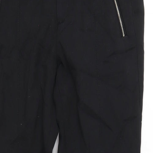 Zara Womens Black Cotton Jogger Trousers Size L L28 in Regular Zip