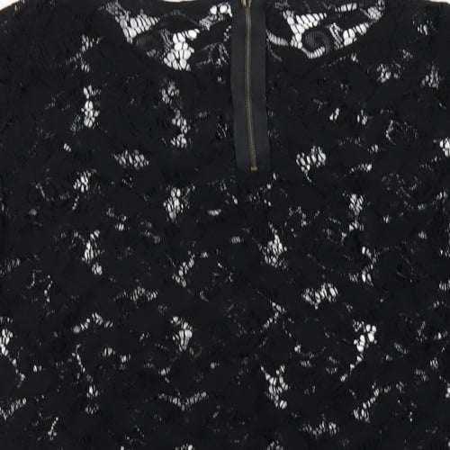 Zara Womens Black Polyester Basic T-Shirt Size M Round Neck