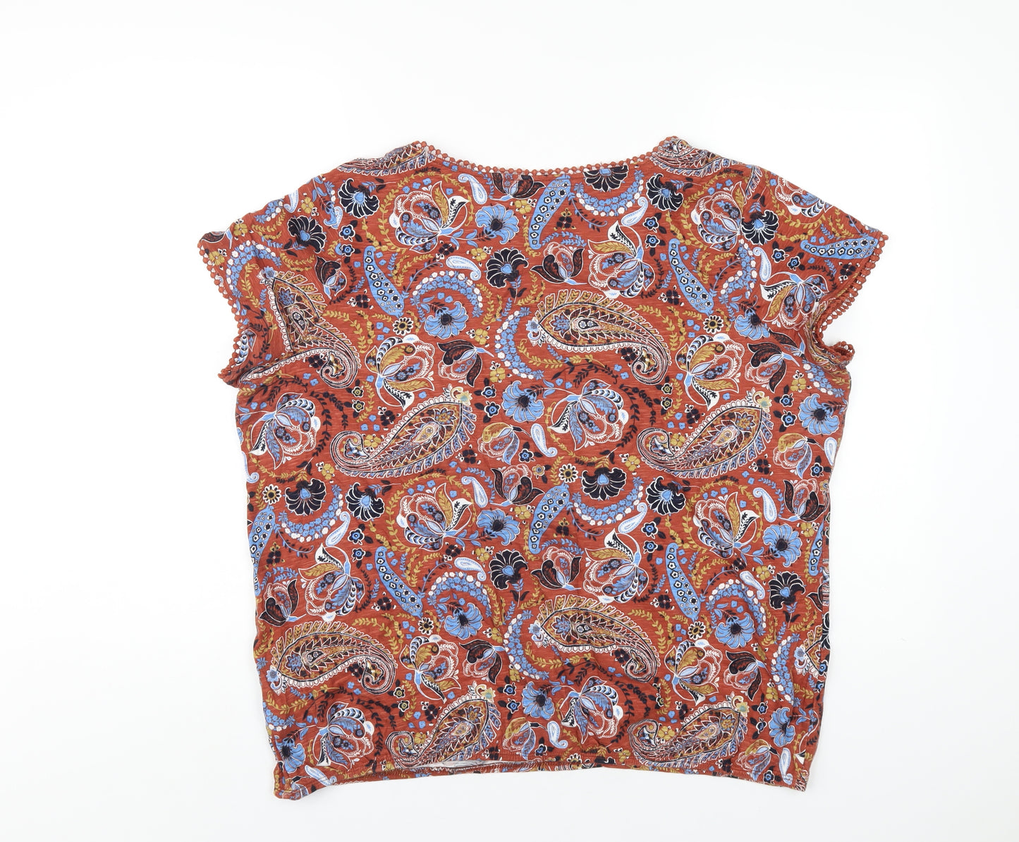 NEXT Womens Multicoloured Geometric Cotton Basic T-Shirt Size 20 Round Neck