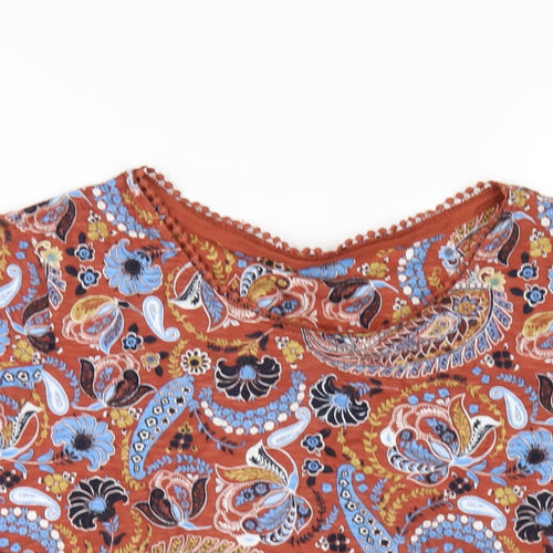 NEXT Womens Multicoloured Geometric Cotton Basic T-Shirt Size 20 Round Neck