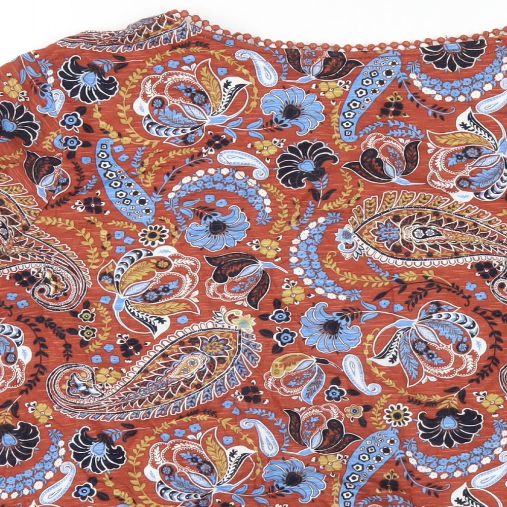 NEXT Womens Multicoloured Geometric Cotton Basic T-Shirt Size 20 Round Neck