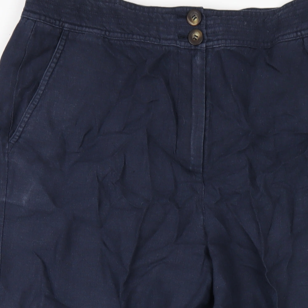 Boden Womens Blue Linen Trousers Size 16 L25 in Regular Zip