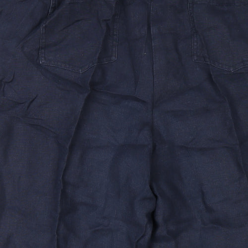 Boden Womens Blue Linen Trousers Size 16 L25 in Regular Zip