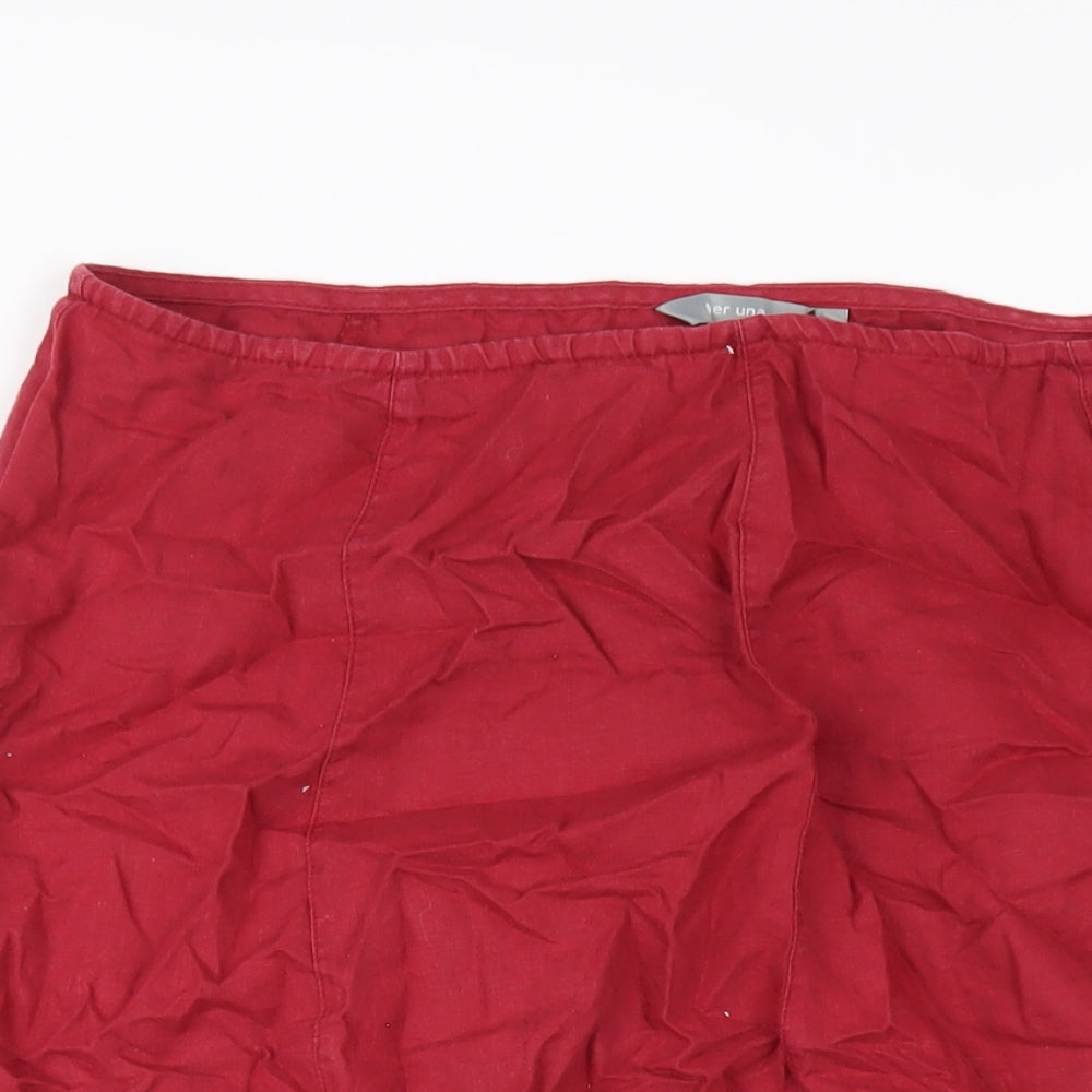 Per Una Womens Red Linen A-Line Skirt Size 18 Zip