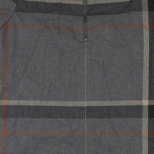 NEXT Womens Grey Plaid Polyester Pencil Dress Size 10 Round Neck Zip