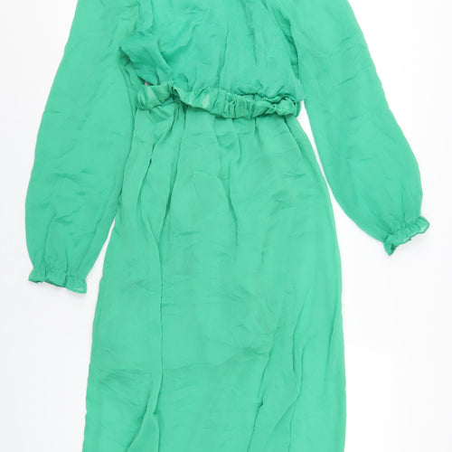 NAF NAF Womens Green Polyester A-Line Size 10 V-Neck Pullover