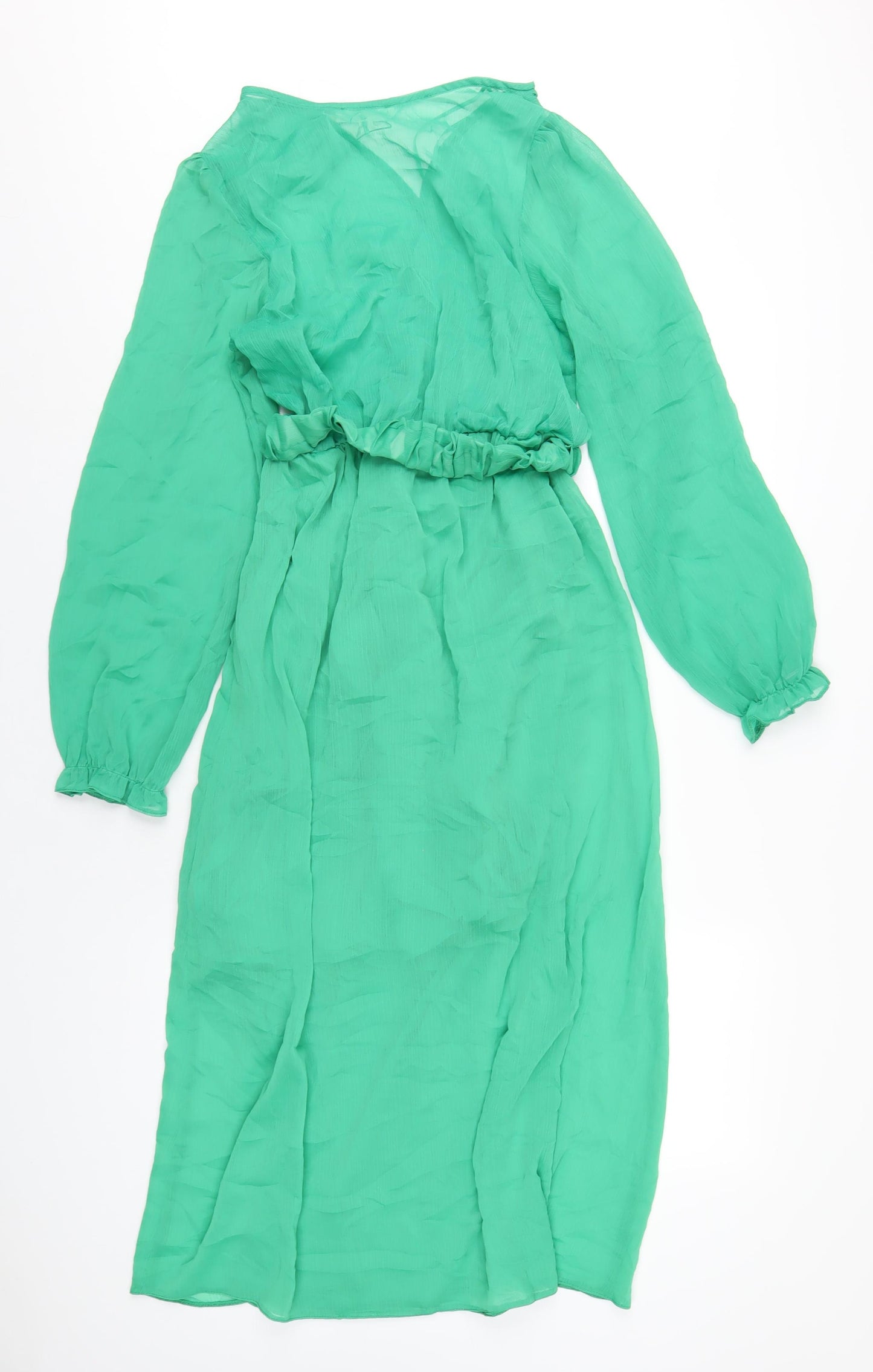 NAF NAF Womens Green Polyester A-Line Size 10 V-Neck Pullover