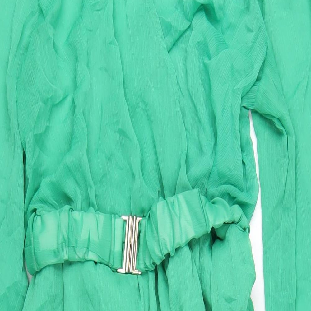 NAF NAF Womens Green Polyester A-Line Size 10 V-Neck Pullover