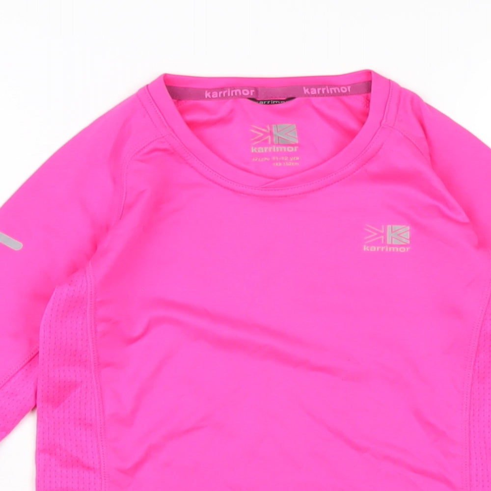 Karrimor Girls Pink Polyester Basic T-Shirt Size 11-12 Years Round Neck Pullover