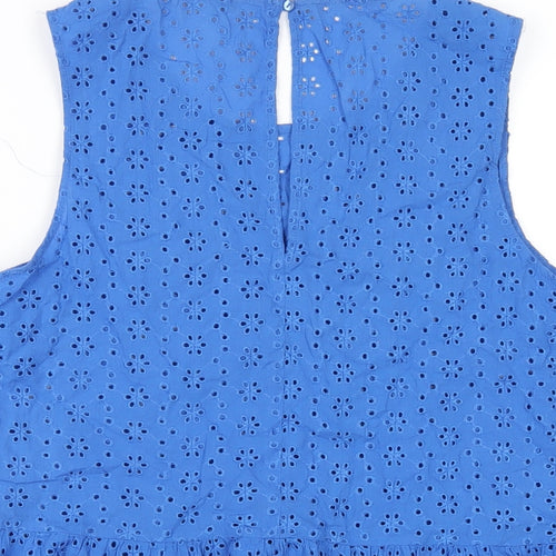 Marks and Spencer Womens Blue Cotton Basic Tank Size 16 Round Neck